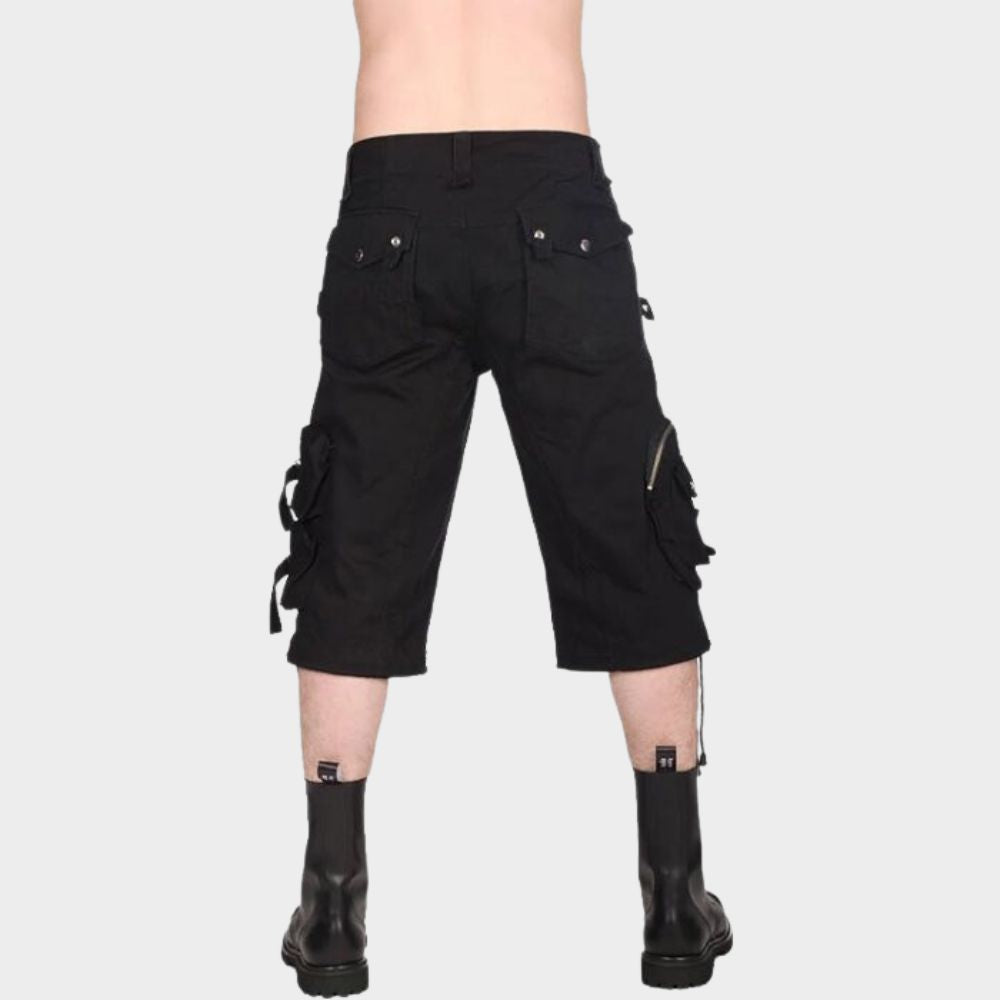 A men wearing best cotton shorts for men on gothic clothings.