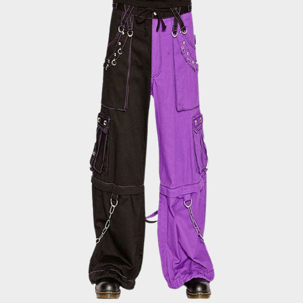 men wearing black and purple pants mens at gothic clothings.
