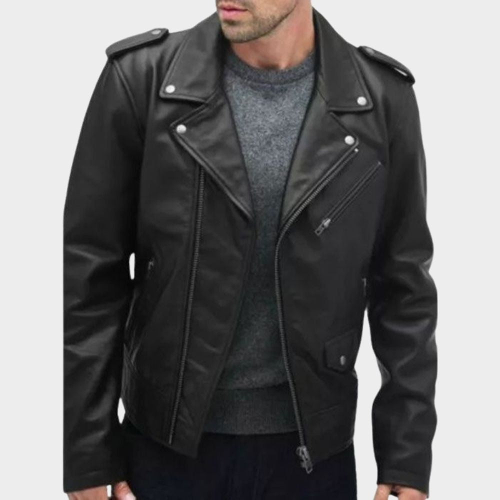 gothic leather biker jacket