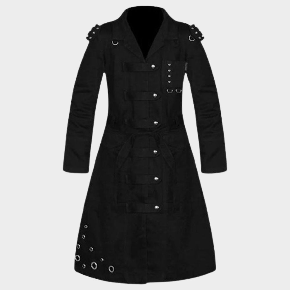 Gothic Trench Coat Men with white back ground.