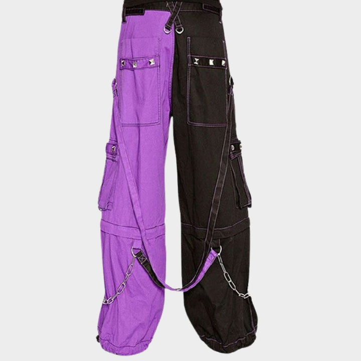 men wearing mens black and purple pants at gothic clothings.