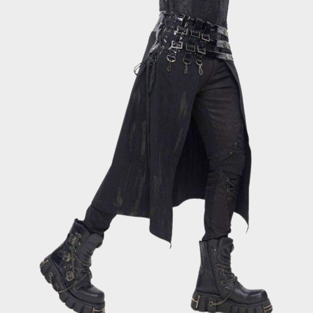 men wearing punk mens punk half kilt on gothic clothings.