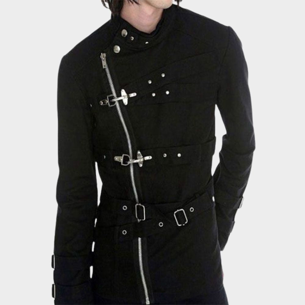 Military Drummer Jacket Black wearing a men on gothic clothings