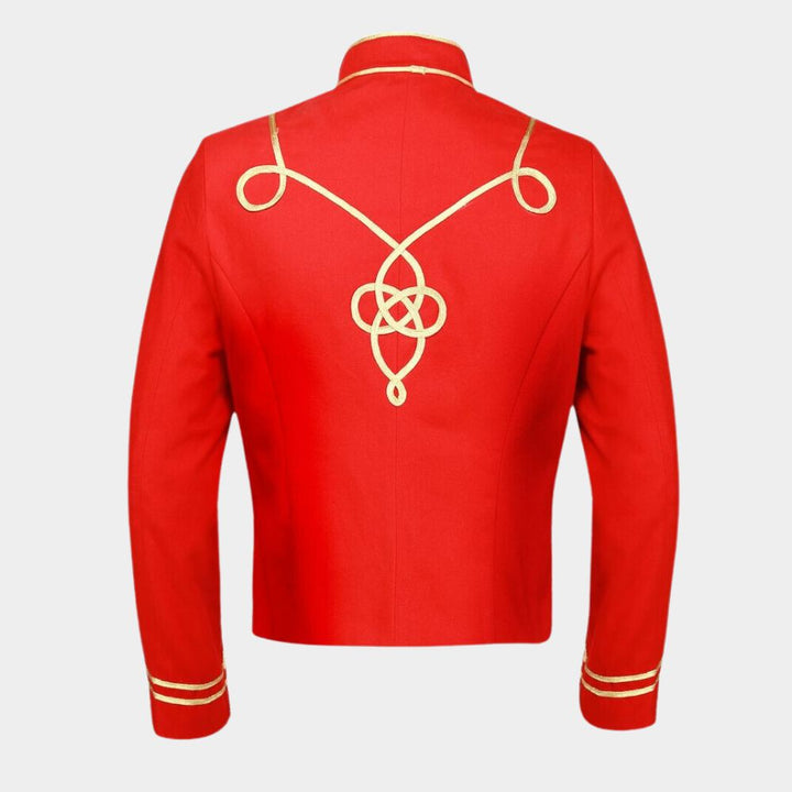 Red Gothic Style Officer Jacket For Men