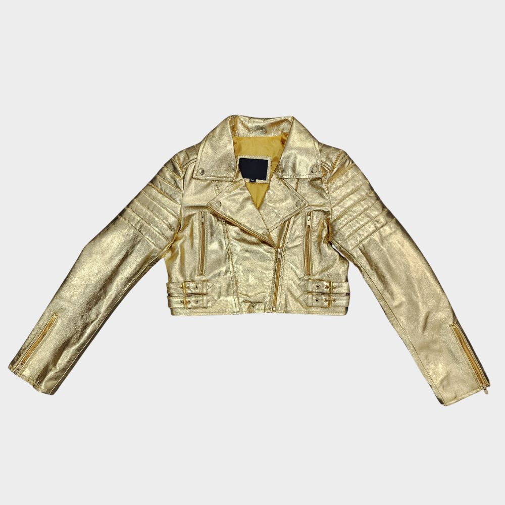 womens metallic gold jacket