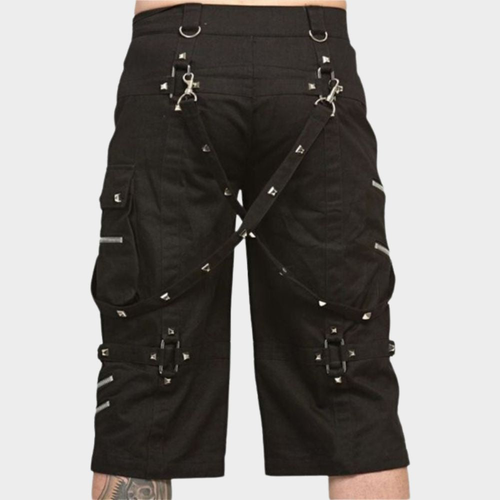 men wearing black gothic shorts men on gothic clothings.