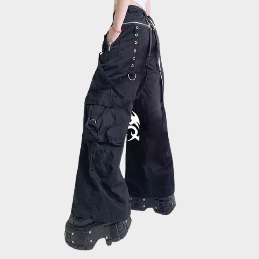 women wearing black womens gothic pants at gothic clothings.