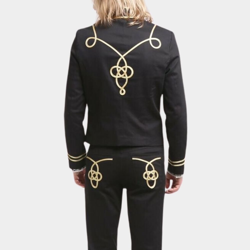 Gothic Black Mens Military Jacket