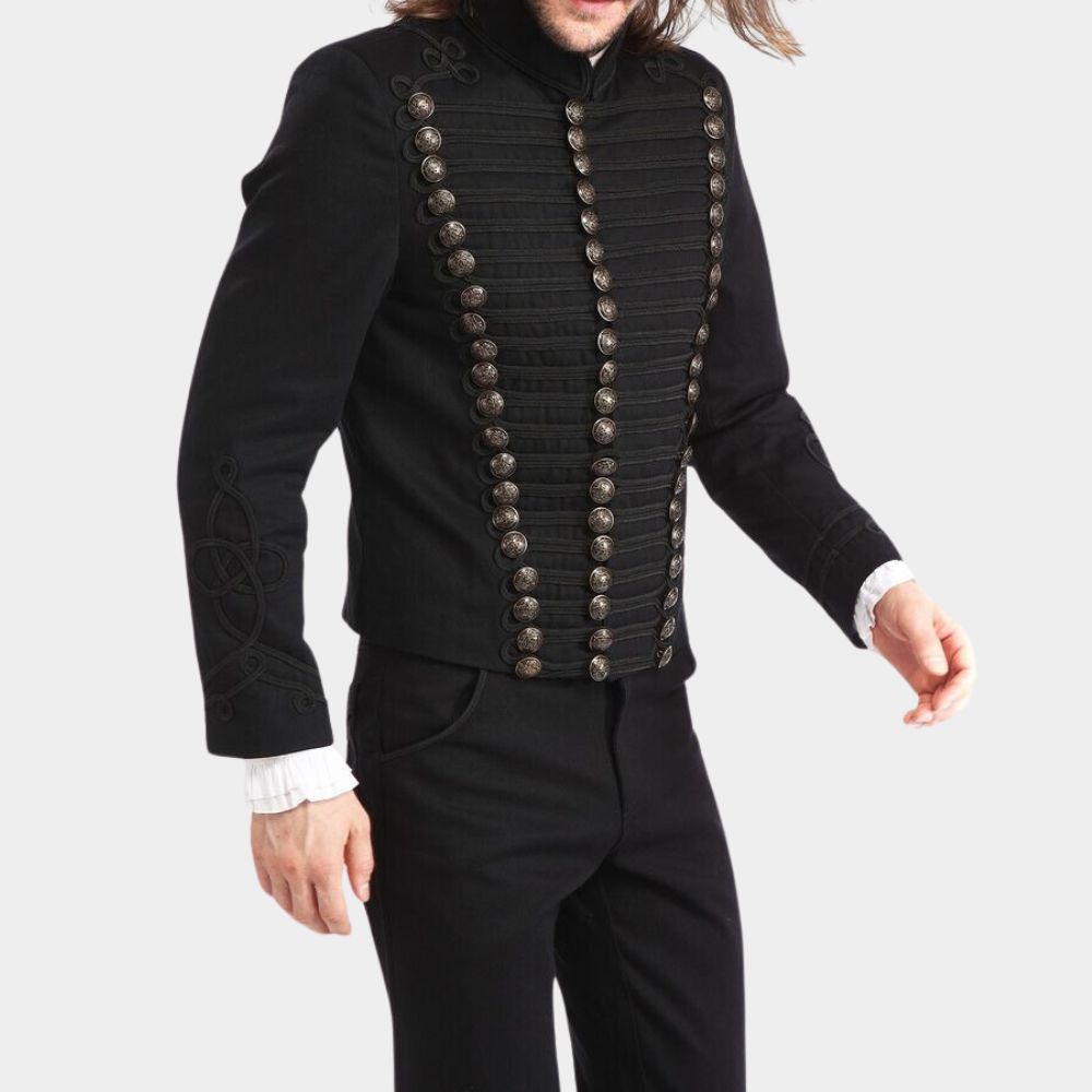 Gothic Mens Black Officers Jacket