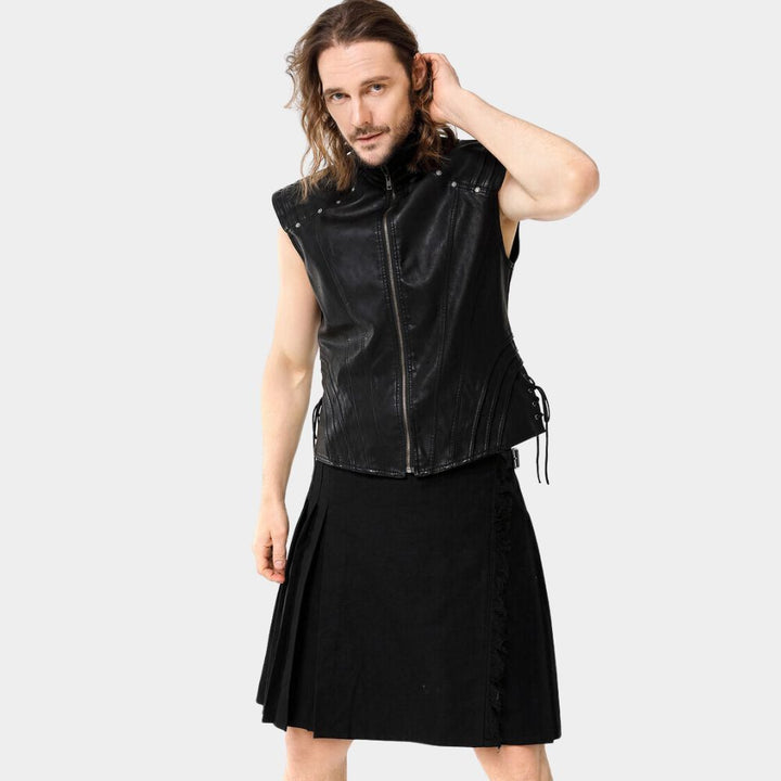 Gothic Steampunk Utility Kilt für Herren in Schwarz