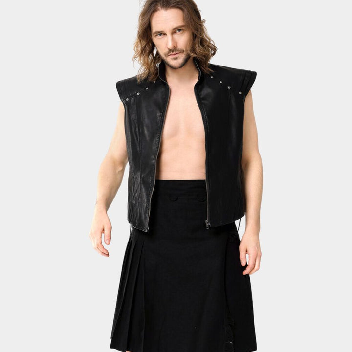 Gothic Steampunk Utility Kilt für Herren in Schwarz