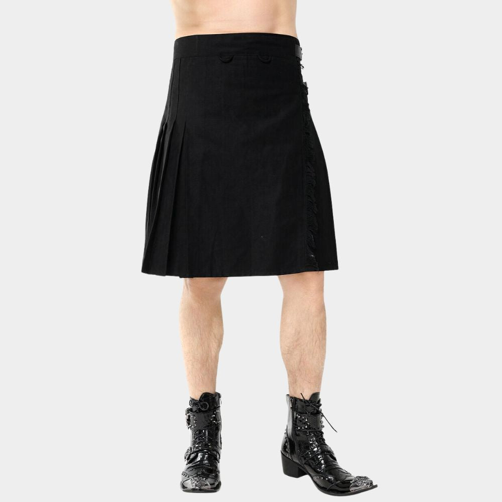 Gothic Steampunk Utility Kilt für Herren in Schwarz