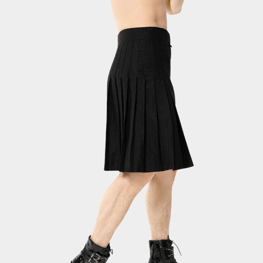 Men's Gothic Steampunk Utility Kilt in Black