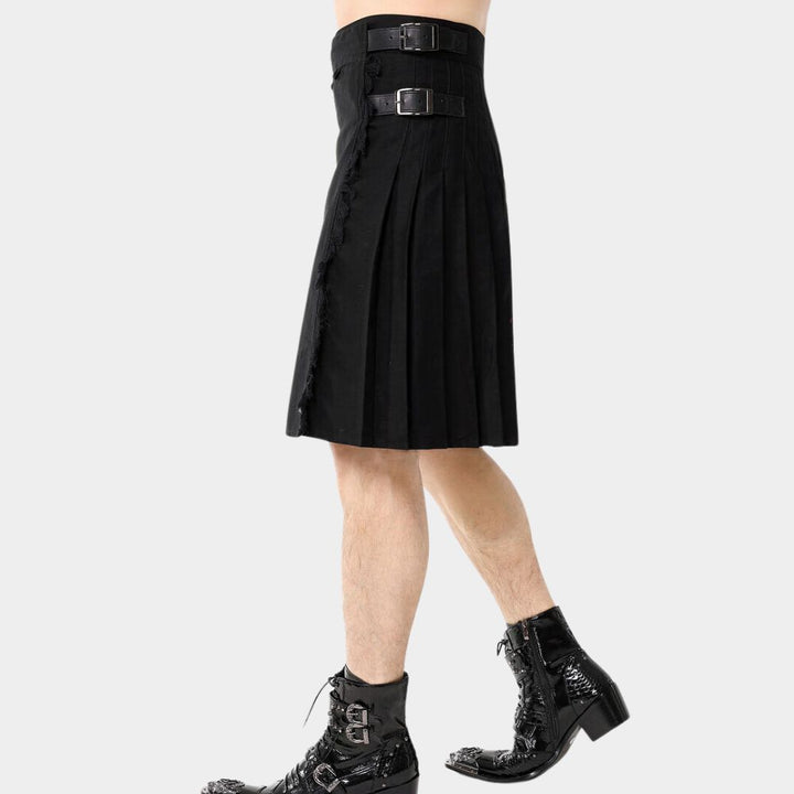 Gothic Steampunk Utility Kilt für Herren in Schwarz