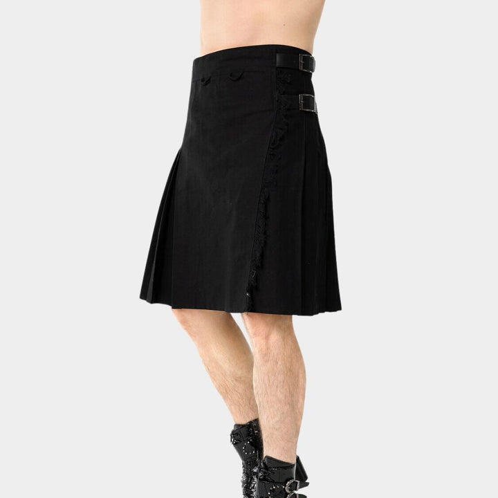 Gothic Steampunk Utility Kilt für Herren in Schwarz