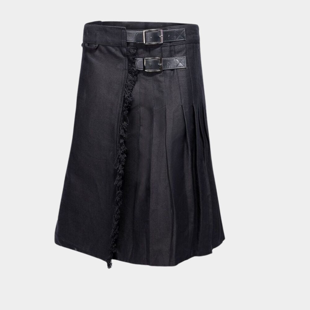 Men's Gothic Steampunk Utility Kilt in Black