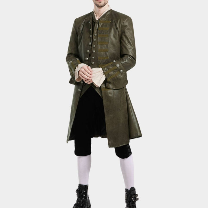 Men's Green Leather Pirate Coat