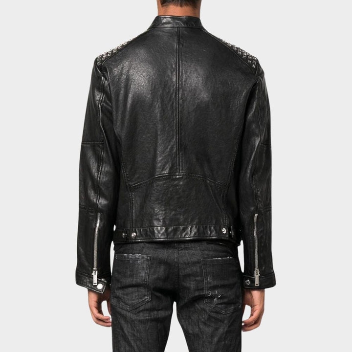 men wearing punk goth biker jacket at gothic clothings.