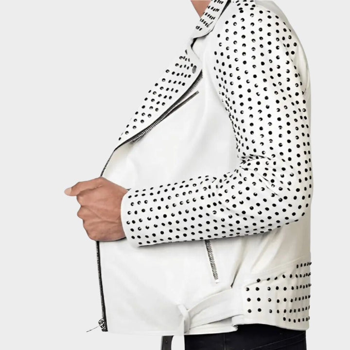 white studded leather jacket